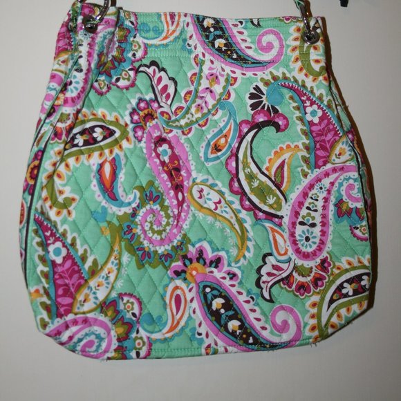 Vera Bradley Green Cross Bag Paisley Bag - Picture 1 of 4